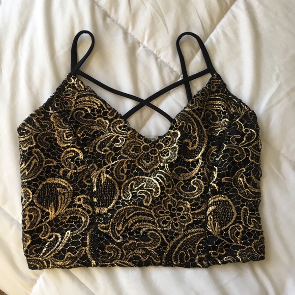 Charlotte Russe Tops - Gold and black crop top